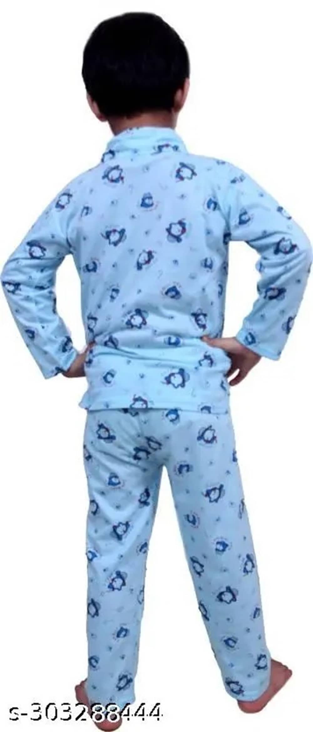 Villata fashion Pack of 1 Boys 100% Cotton Nightsuit Set ( Light Blue ) - Image 2