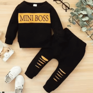 Pack of 1 Baby Boys Cotton Blend T-Shirt & Trackpants Set ( Black )
