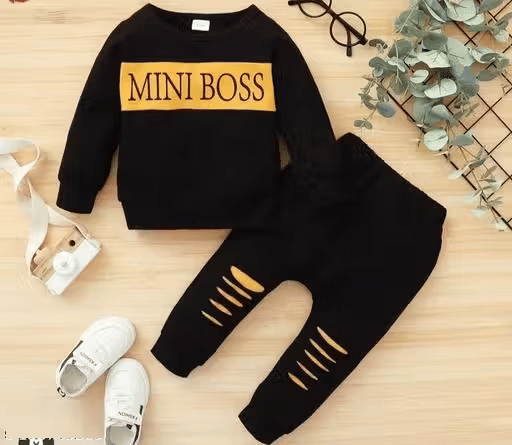 Pack of 1 Baby Boys Cotton Blend T-Shirt & Trackpants Set ( Black )