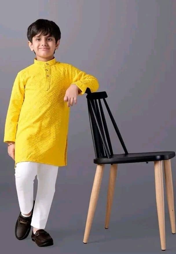 Boys Viscose Yellow Kurta Pyjama Set ( Pack of 1 )