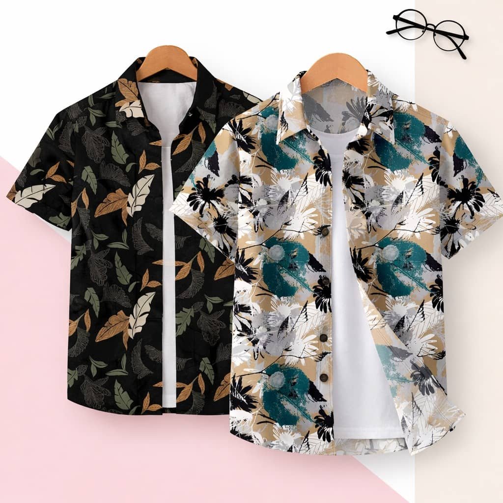 Pack of 2 Baby Boys Cotton Blend Half Sleeves Shirt ( Multicolor ) - Image 3