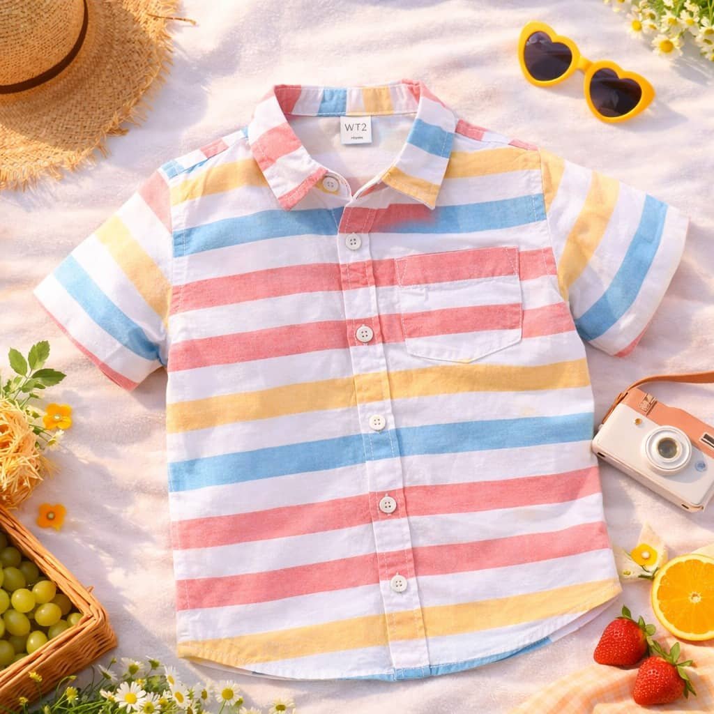Pack of 2 Baby Boys Cotton Blend Half Sleeves Shirt ( Multicolor 1 ) - Image 2