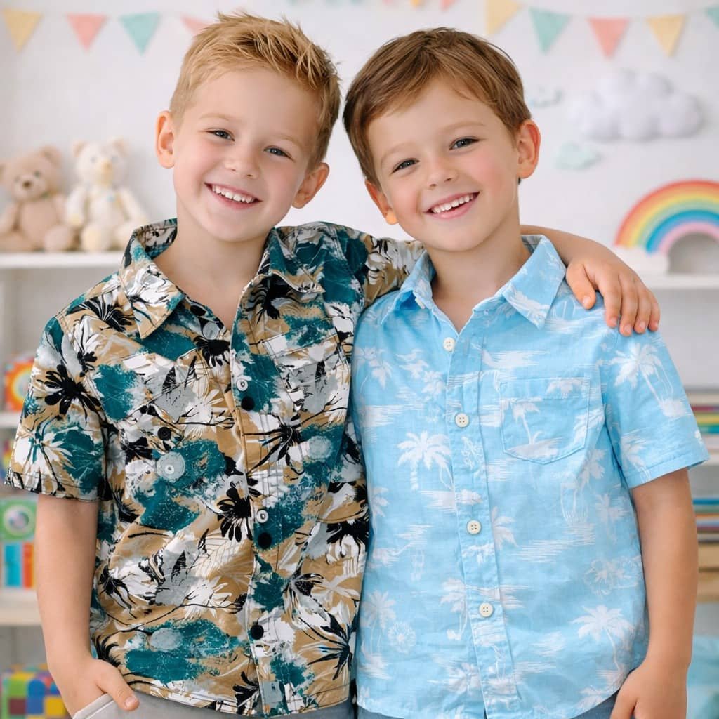 Pack of 2 Baby Boys Cotton Blend Half Sleeves Shirt ( Multicolor )