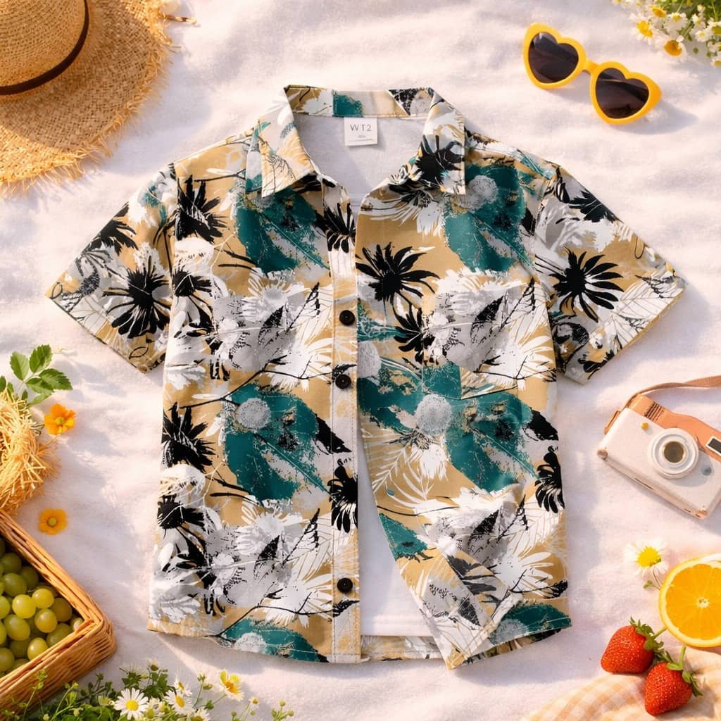 Pack of 2 Baby Boys Cotton Blend Half Sleeves Shirt ( Multicolor ) - Image 4