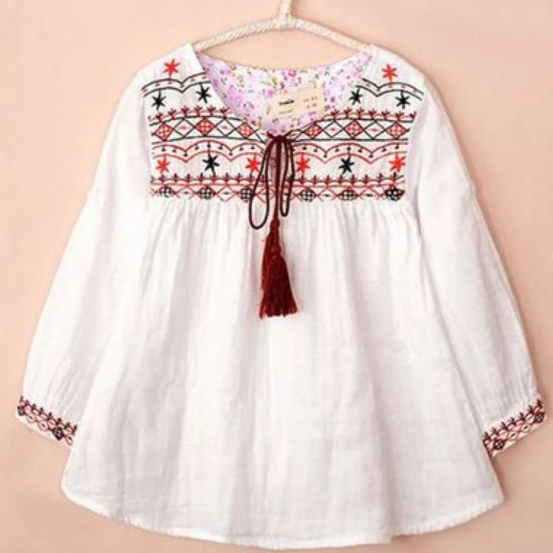 Wahoo Pack of 1 Girls Rayon Top ( White )