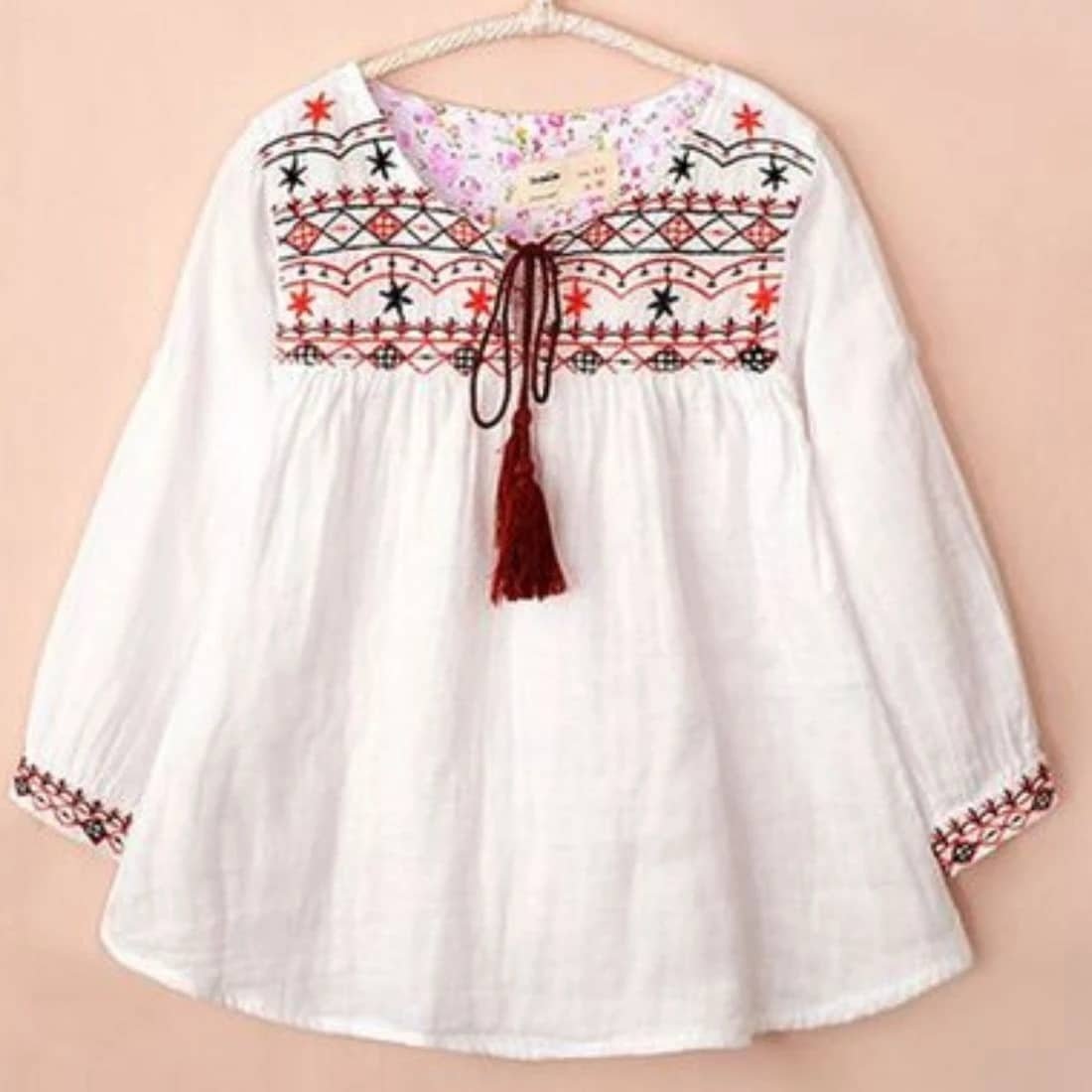 Wahoo Pack of 1 Girls Rayon Top ( White )