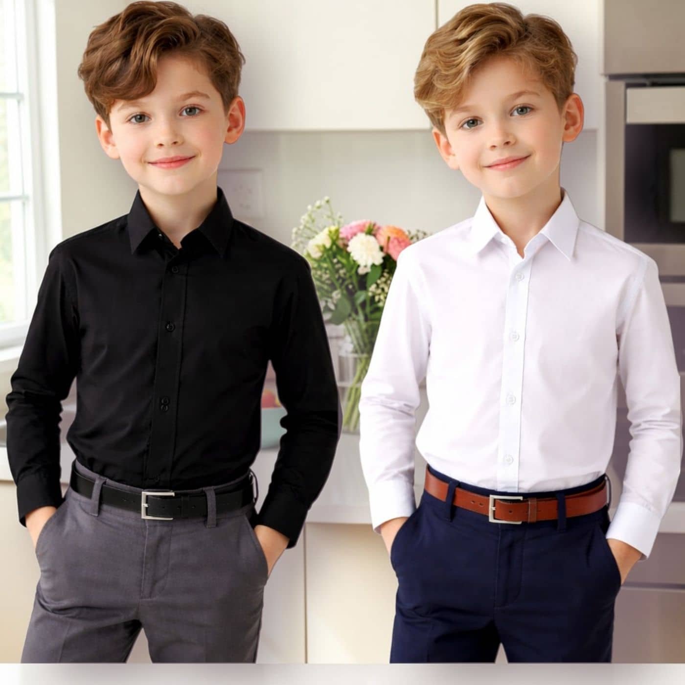 Walk dog Pack of 2 Baby Boys Cotton Blend Full Sleeves Shirt ( Black,White )