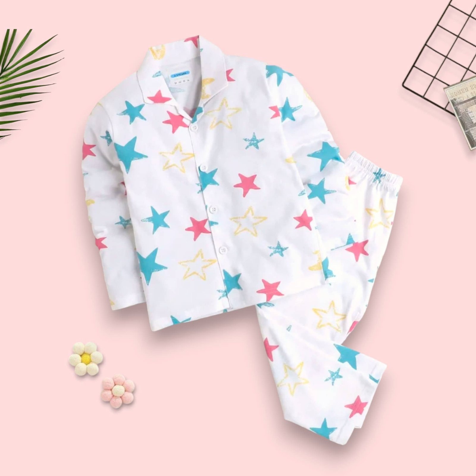 Woxaa Pack of 1 Girls Cotton Nightsuit Set ( Multicolor 1 )