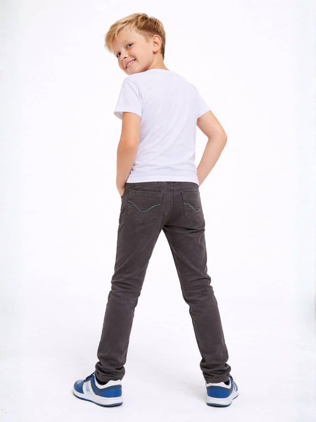 Boys Cotton Blend Jeans ( Grey , Pack of 1 ) - Image 3