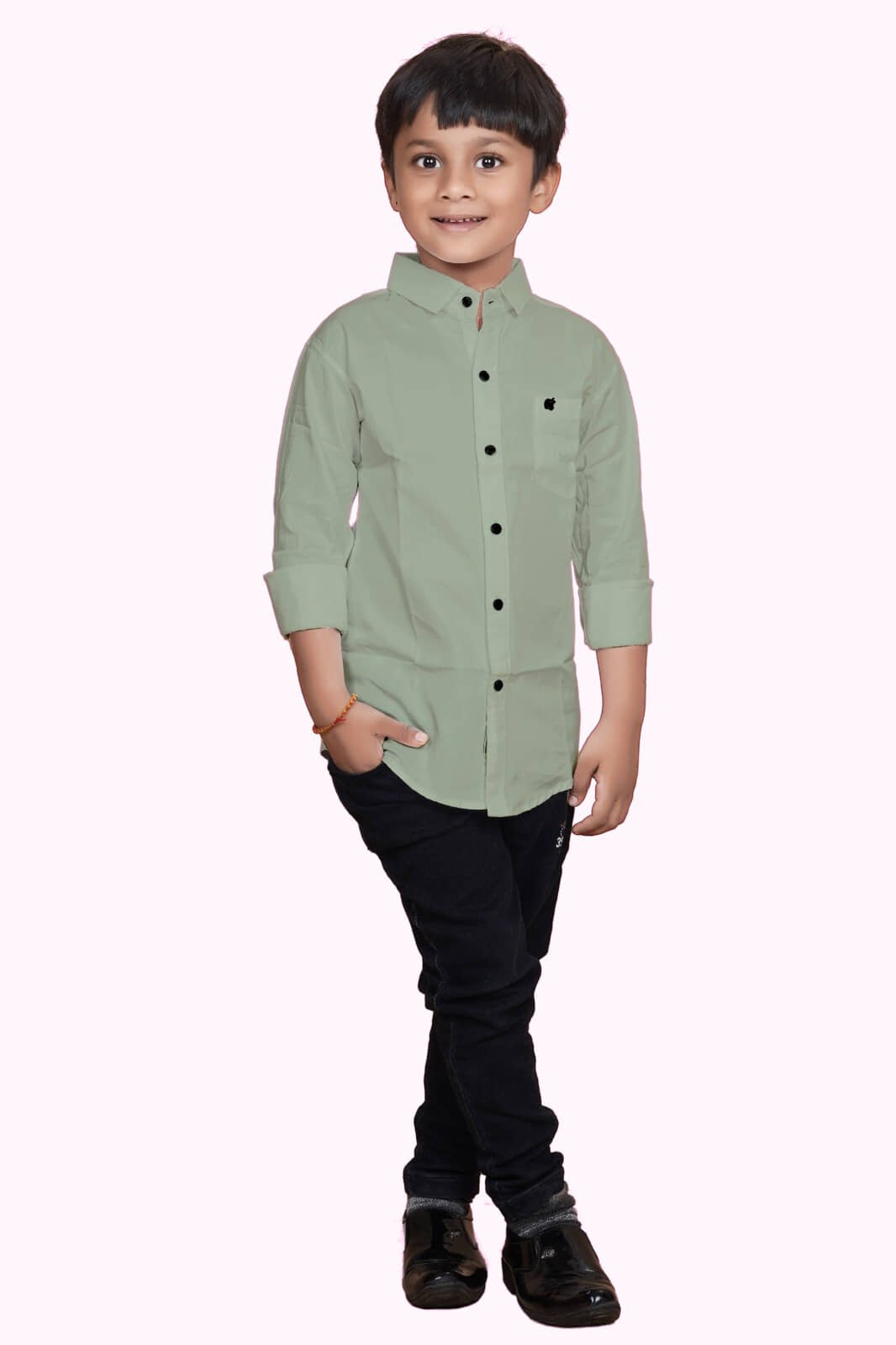 Pack of 1 Boys 100% Cotton Full Sleeves Shirt ( Light Green )