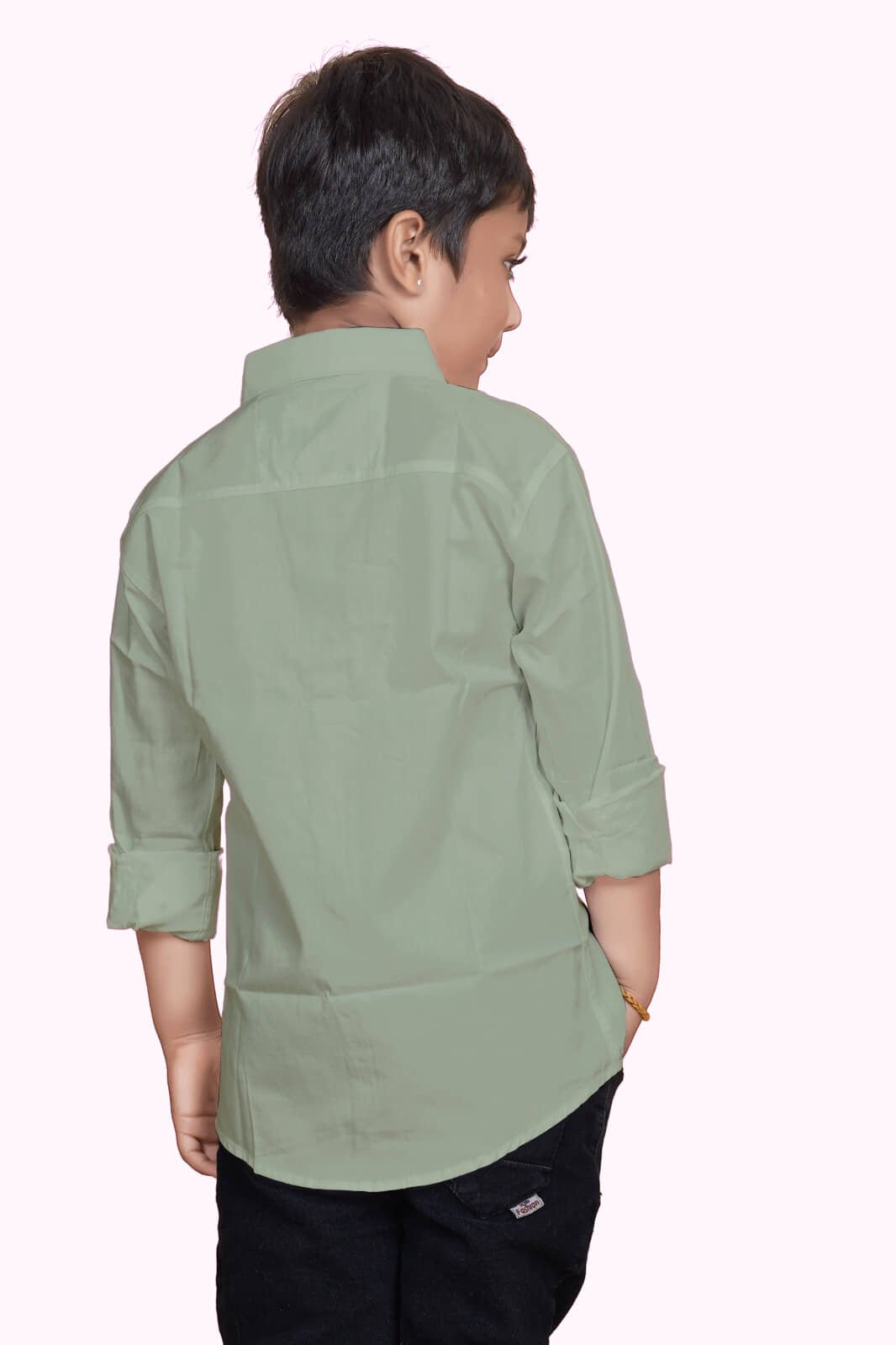 Pack of 1 Boys 100% Cotton Full Sleeves Shirt ( Light Green ) - Image 3