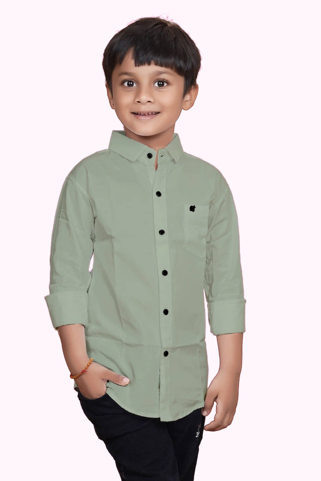 Pack of 1 Boys 100% Cotton Full Sleeves Shirt ( Light Green ) - Image 4