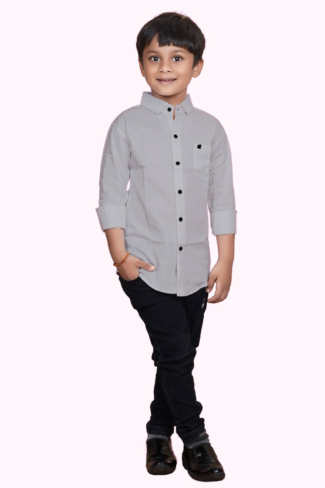 Pack of 1 Boys 100% Cotton Full Sleeves Shirt ( Grey )
