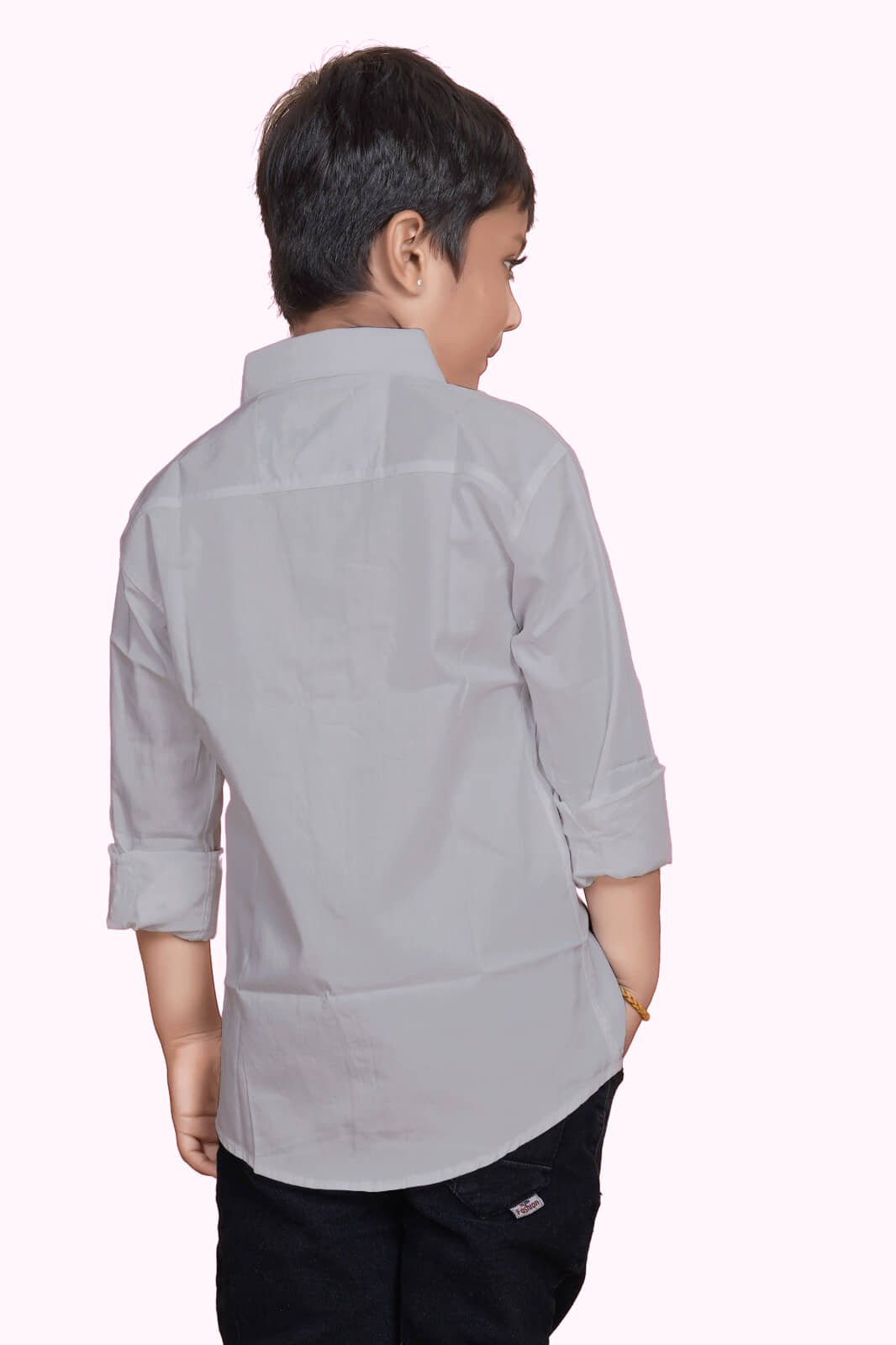 Pack of 1 Boys 100% Cotton Full Sleeves Shirt ( Grey ) - Image 2