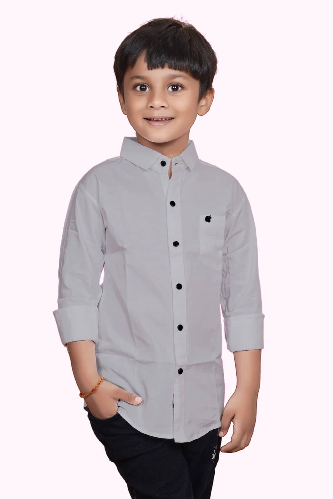 Pack of 1 Boys 100% Cotton Full Sleeves Shirt ( Grey ) - Image 4