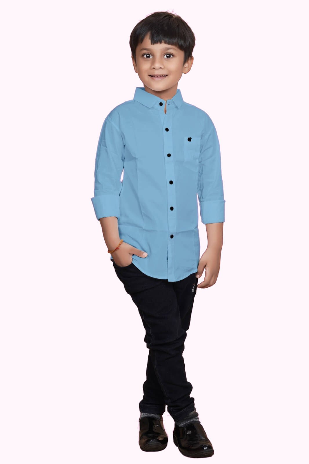 Pack of 1 Boys 100% Cotton Full Sleeves Shirt ( Light Blue )