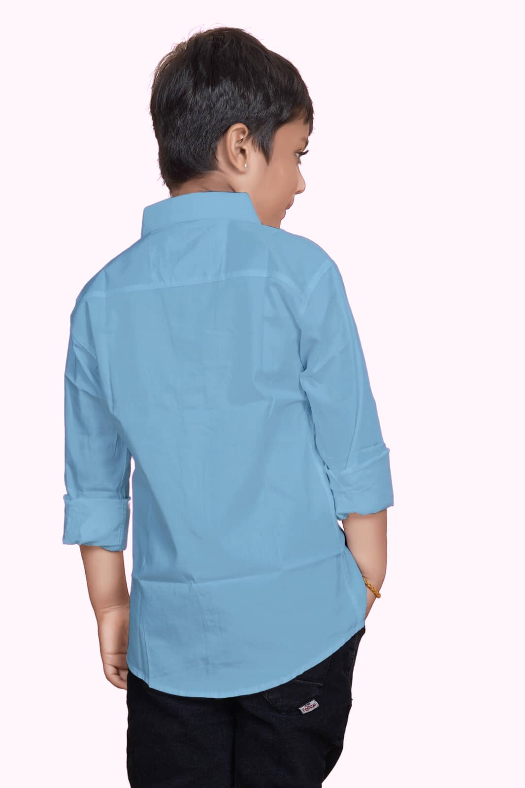 Pack of 1 Boys 100% Cotton Full Sleeves Shirt ( Light Blue ) - Image 2