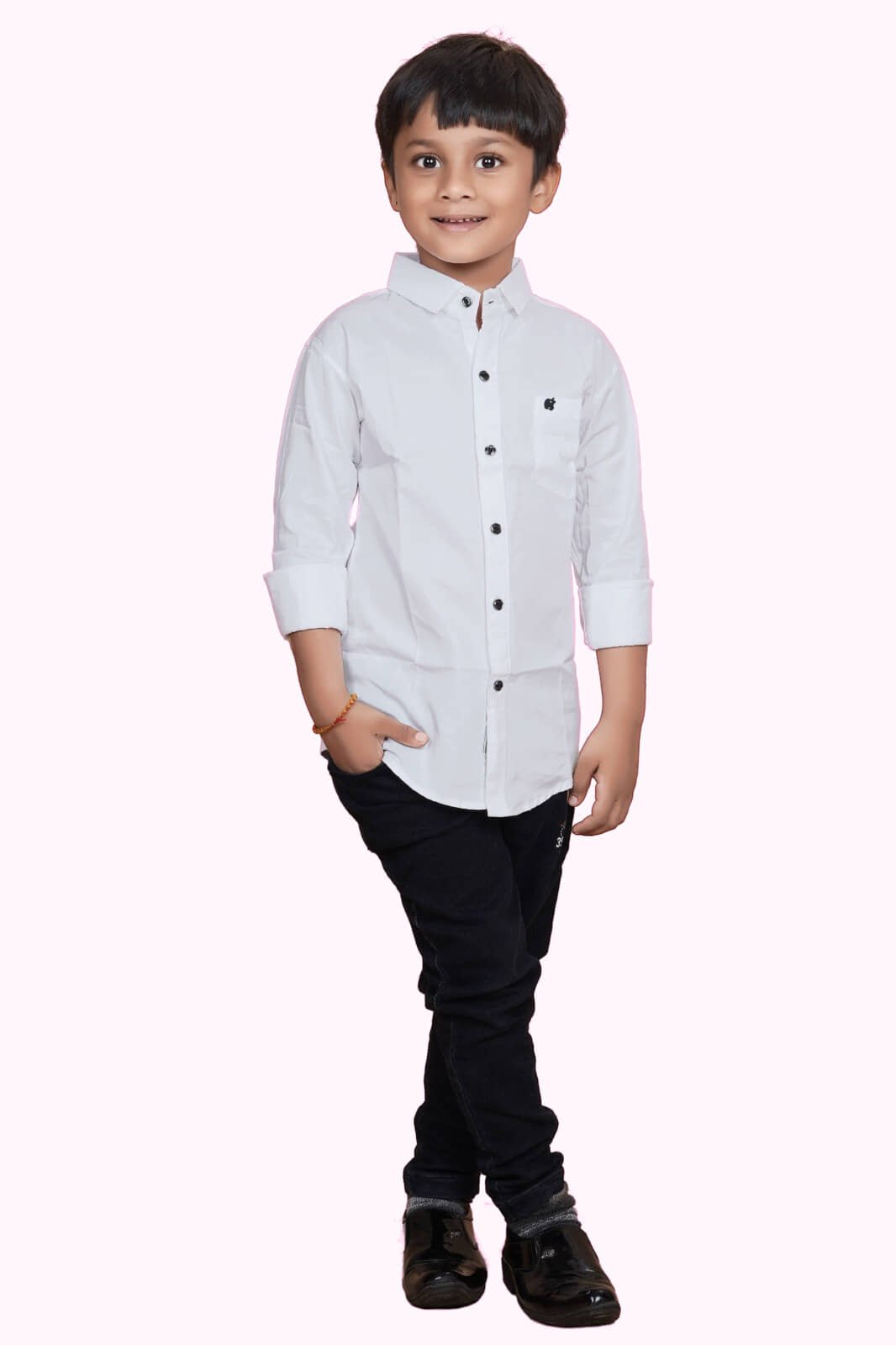 Pack of 1 Boys 100% Cotton Full Sleeves Shirt ( White )