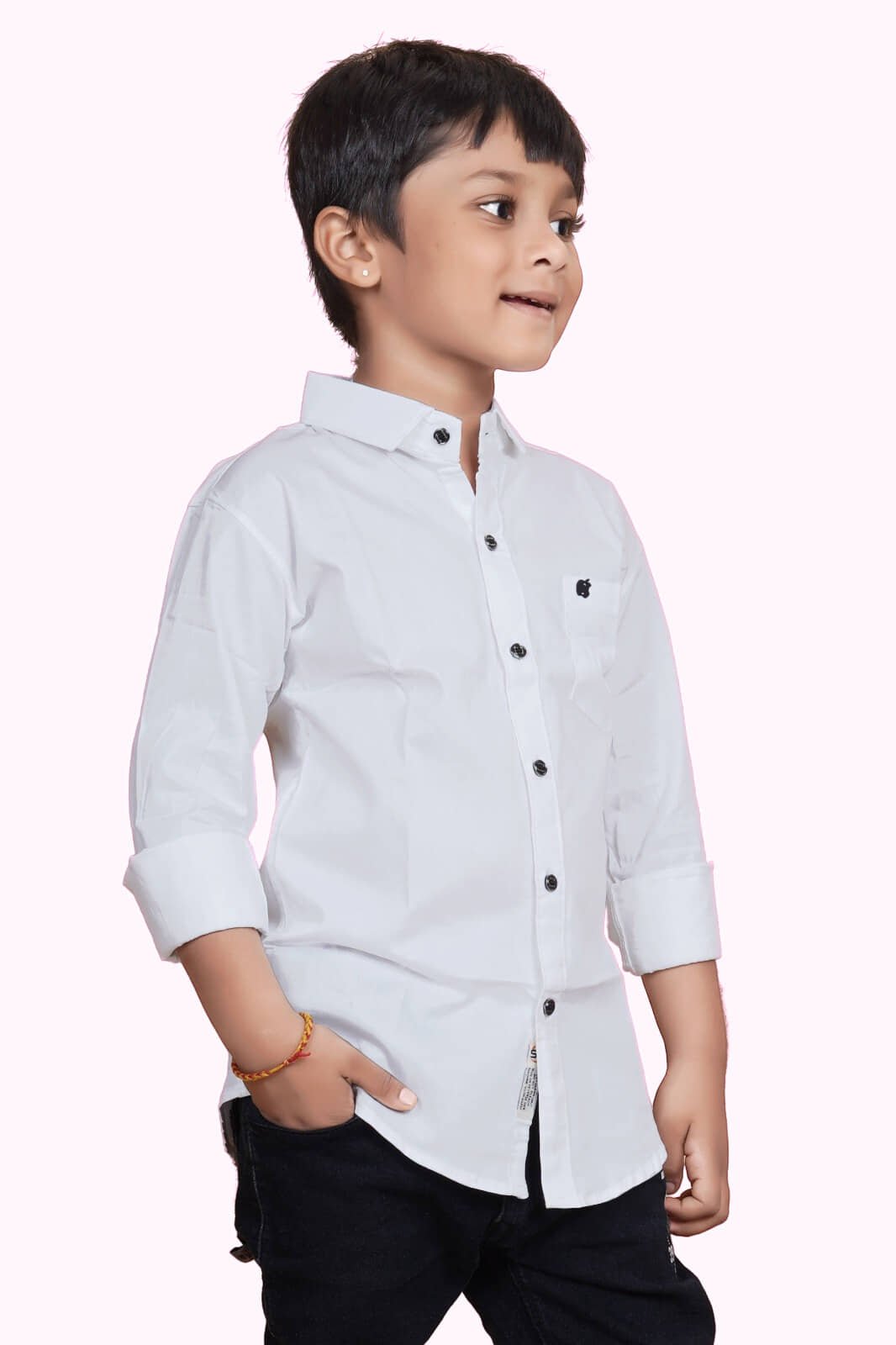 Pack of 1 Boys 100% Cotton Full Sleeves Shirt ( White ) - Image 2