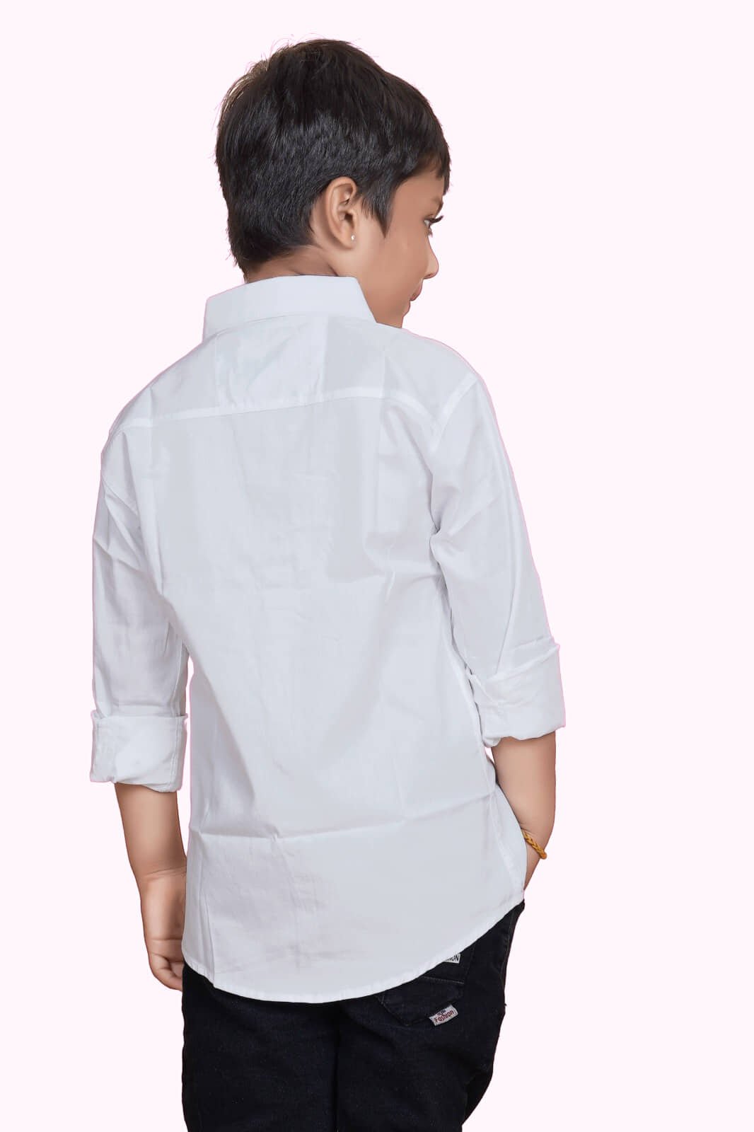 Pack of 1 Boys 100% Cotton Full Sleeves Shirt ( White ) - Image 3