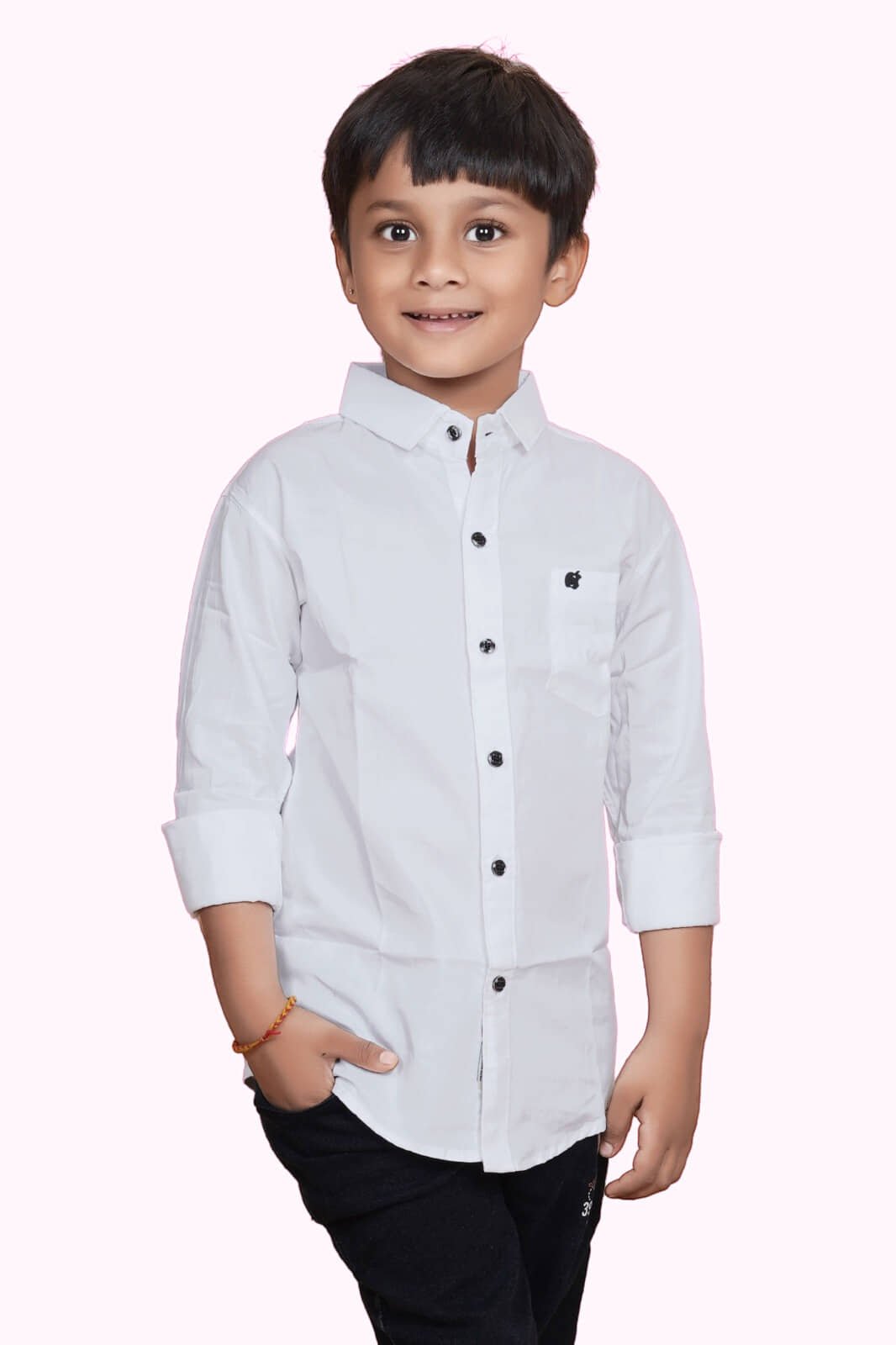 Pack of 1 Boys 100% Cotton Full Sleeves Shirt ( White ) - Image 4