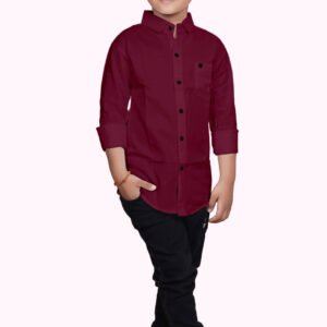 Pack of 1 Boys 100% Cotton Full Sleeves Shirt ( Dark Red )