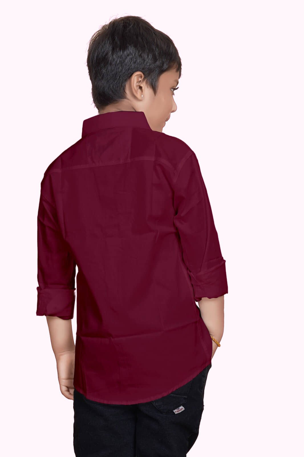 Pack of 1 Boys 100% Cotton Full Sleeves Shirt ( Dark Red ) - Image 4