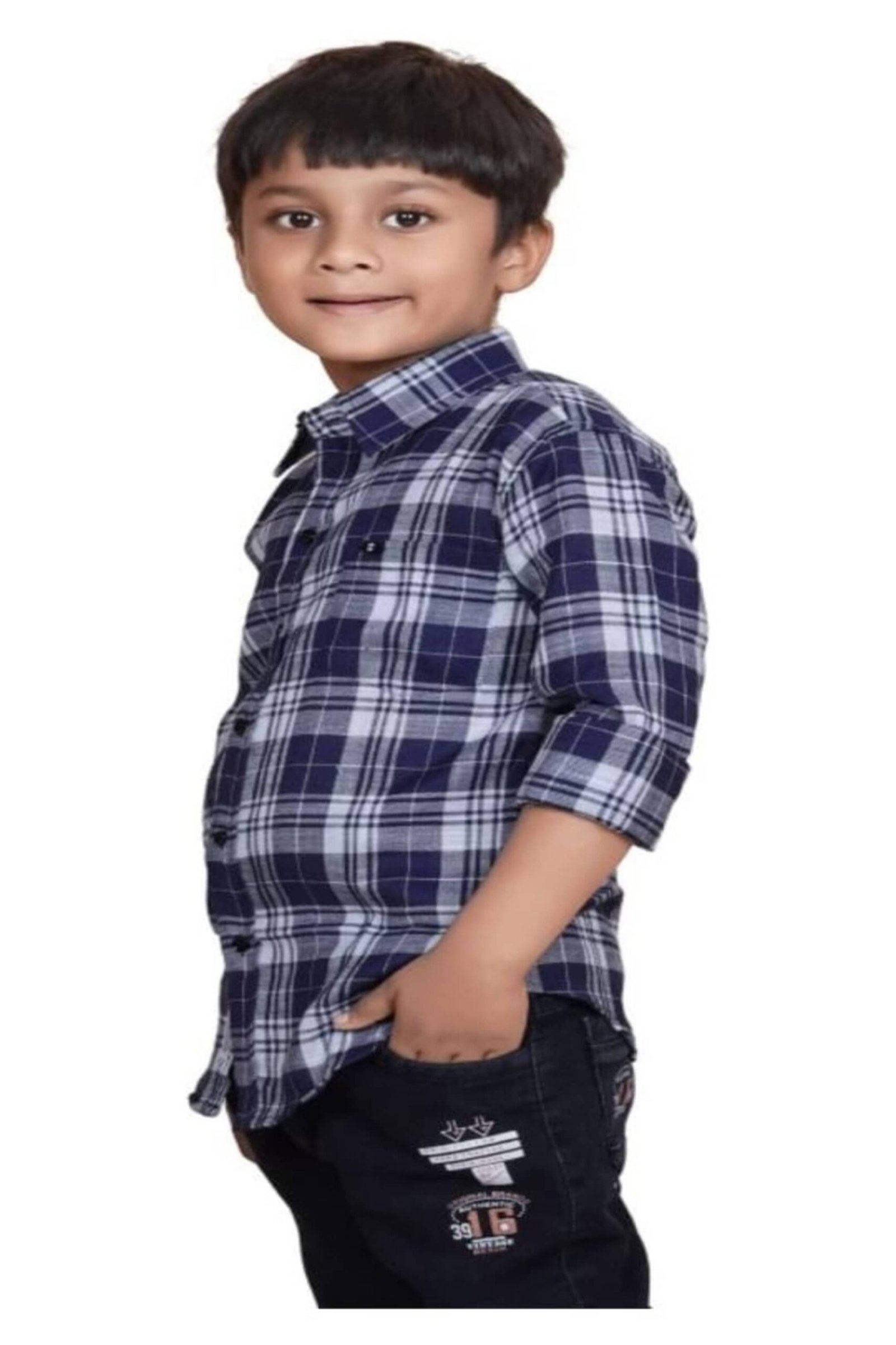 Pack of 1 Boys Cotton Blend Full Sleeves Shirt ( Blue,White ) - Image 4