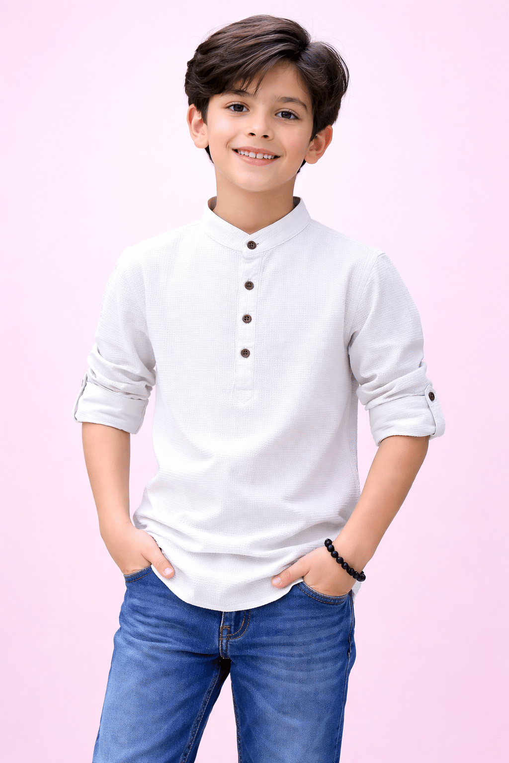 Pack of 1 Boys Cotton Blend Full Sleeves Shirt ( White )