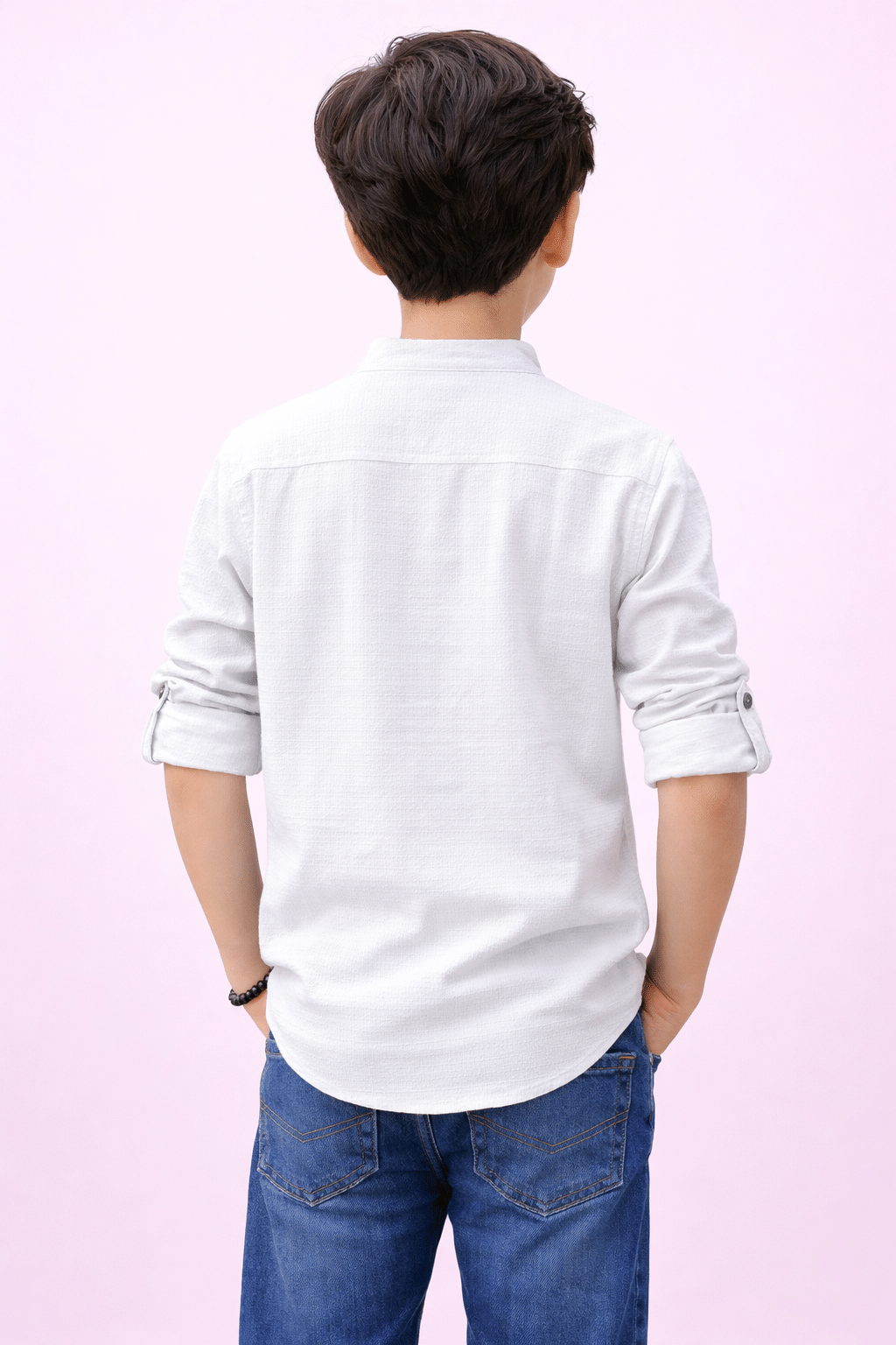 Pack of 1 Boys Cotton Blend Full Sleeves Shirt ( White ) - Image 2