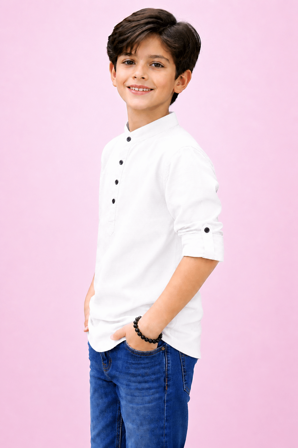 Pack of 1 Boys Cotton Blend Full Sleeves Shirt ( White ) - Image 3