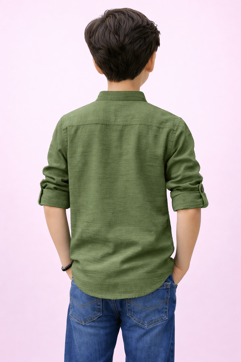 Pack of 1 Boys Cotton Blend Full Sleeves Shirt ( Green ) - Image 2