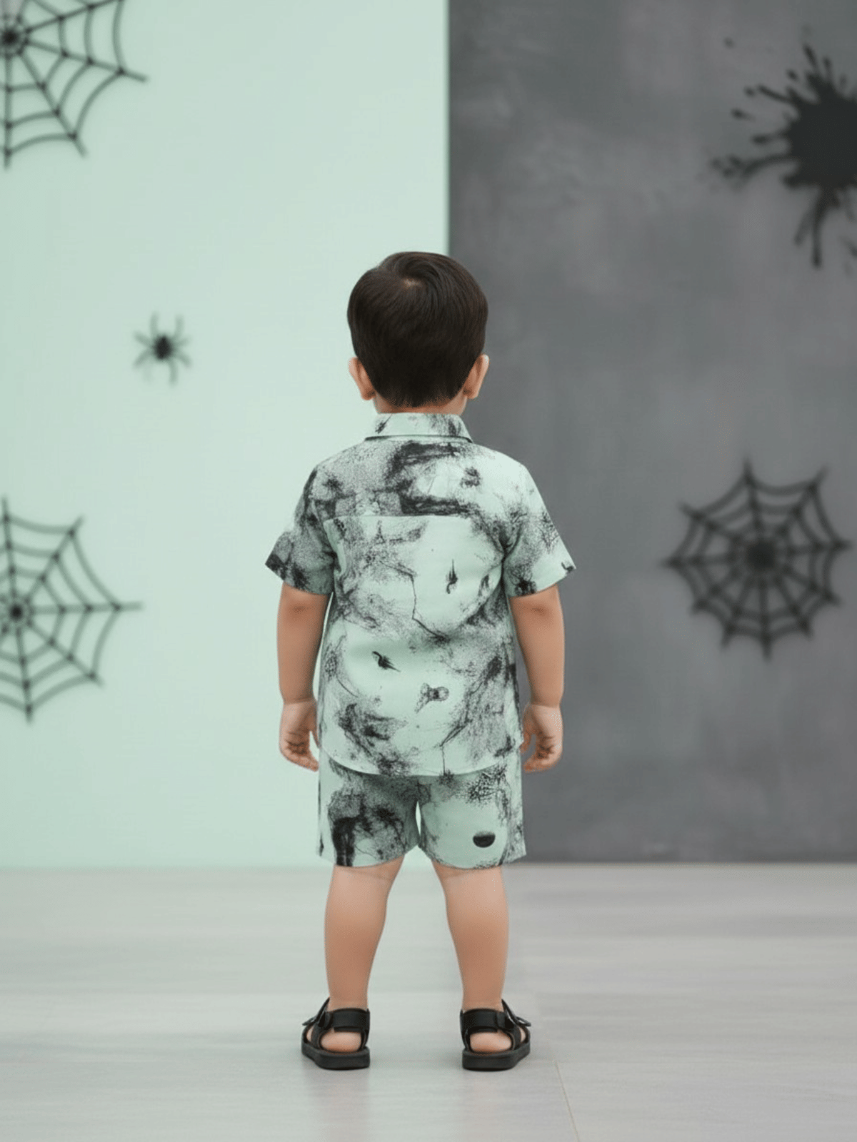 Baby Boys Cotton Blend Shirt & Shorts Set ( Mint Green , Pack of 1 ) - Image 2