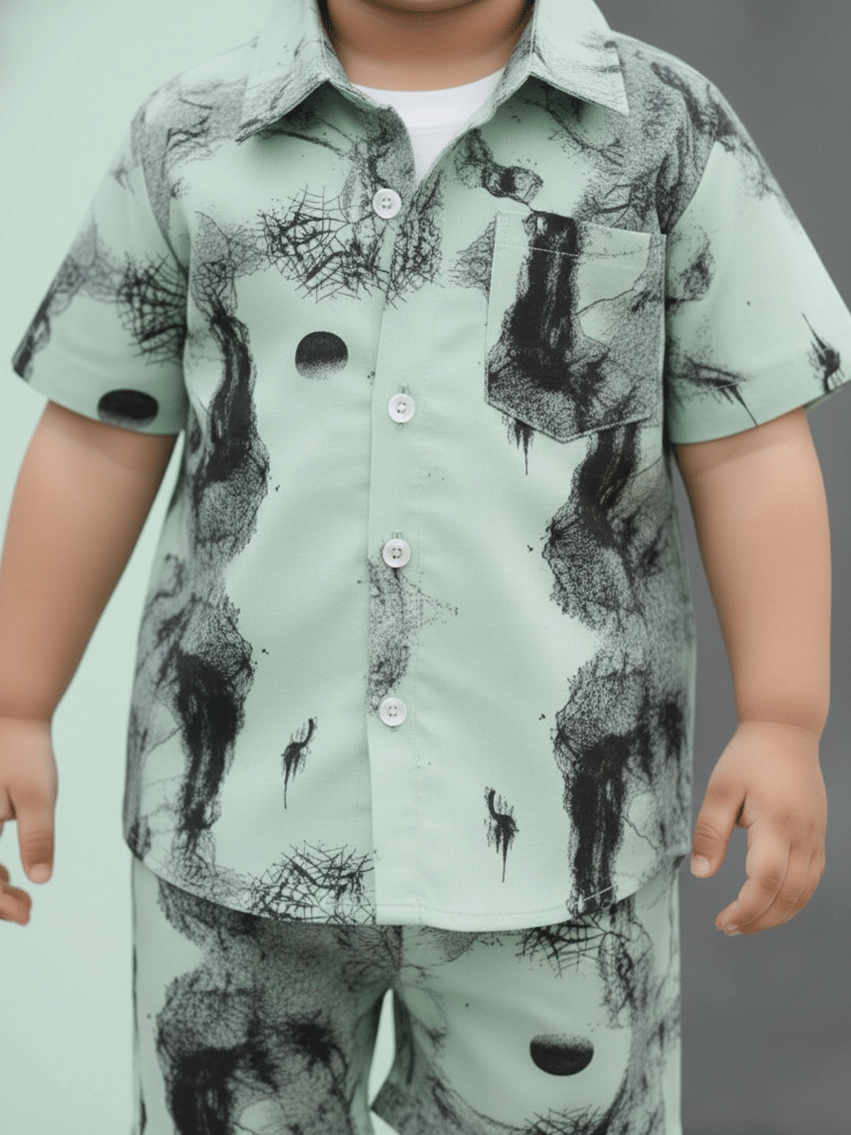 Baby Boys Cotton Blend Shirt & Shorts Set ( Mint Green , Pack of 1 ) - Image 3
