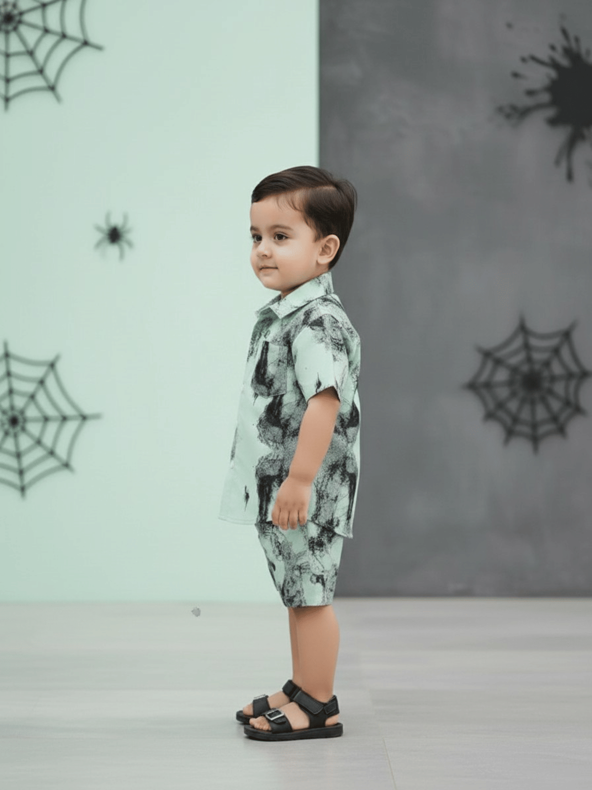 Baby Boys Cotton Blend Shirt & Shorts Set ( Mint Green , Pack of 1 ) - Image 4