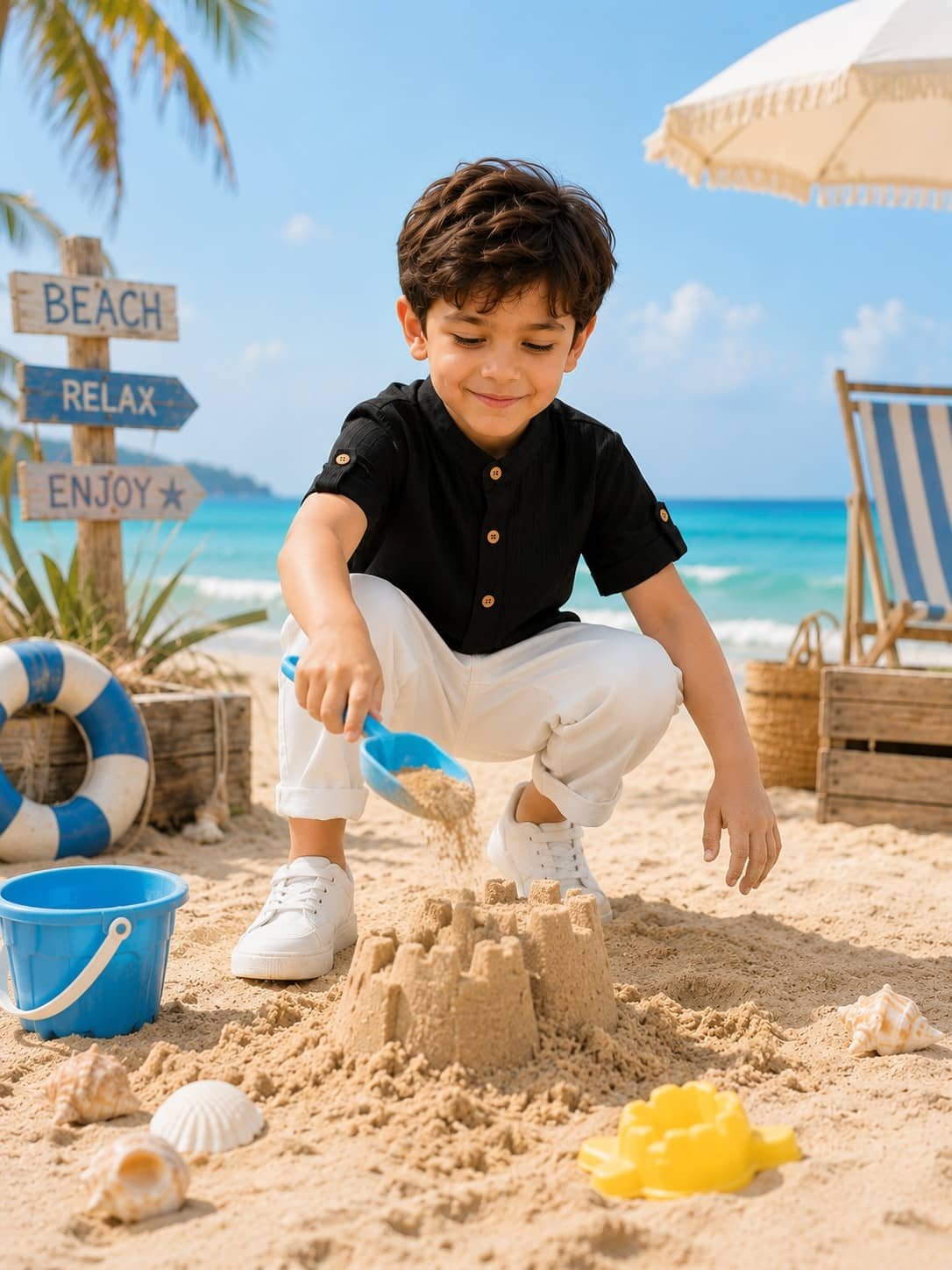 Baby Boys Cotton Blend Shirt & Pants Set ( Black , Pack of 1 ) - Image 5