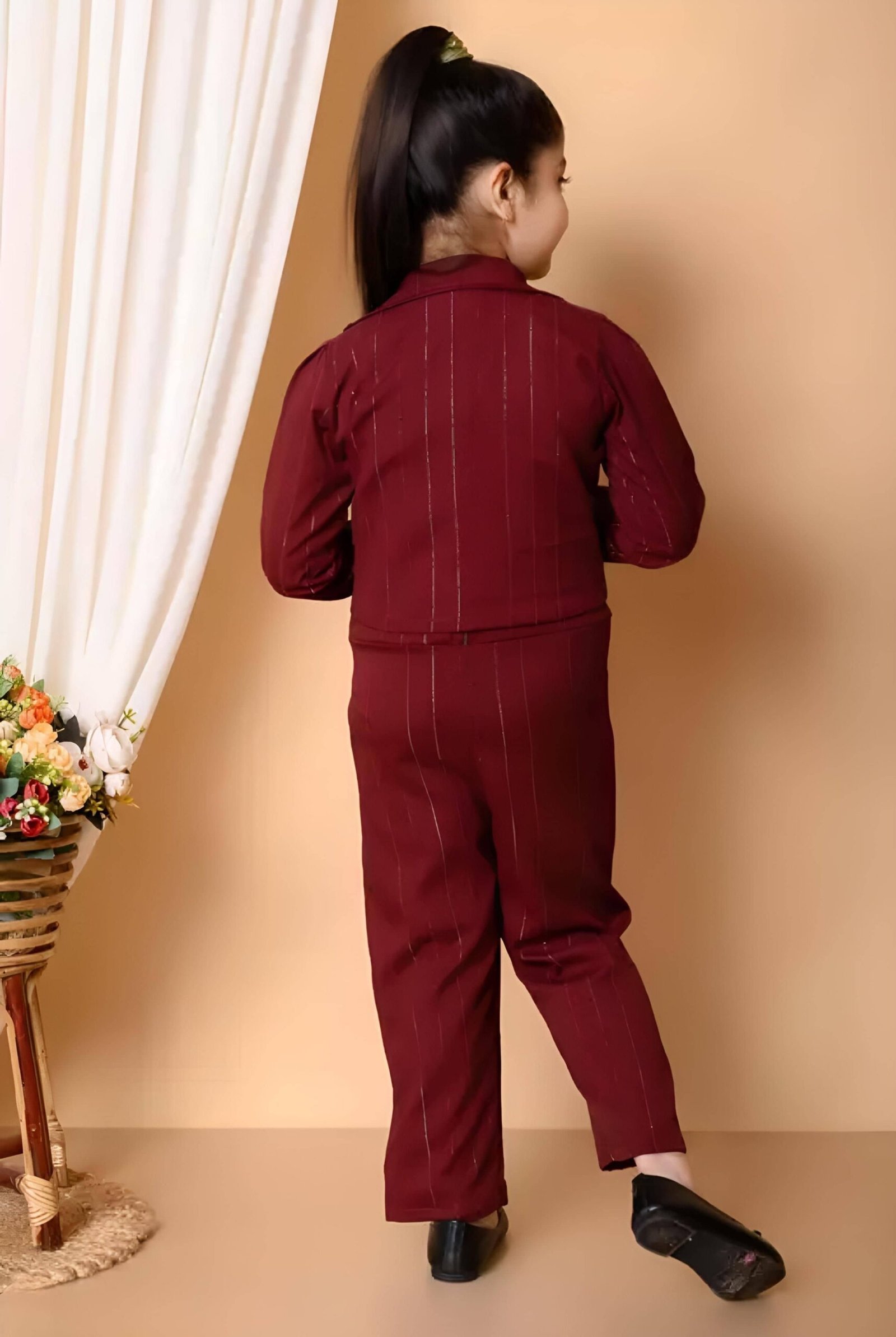 Zenat Baby Girls Cotton Blend Jumpsuit ( Pack of 1 , Maroon ) - Image 2
