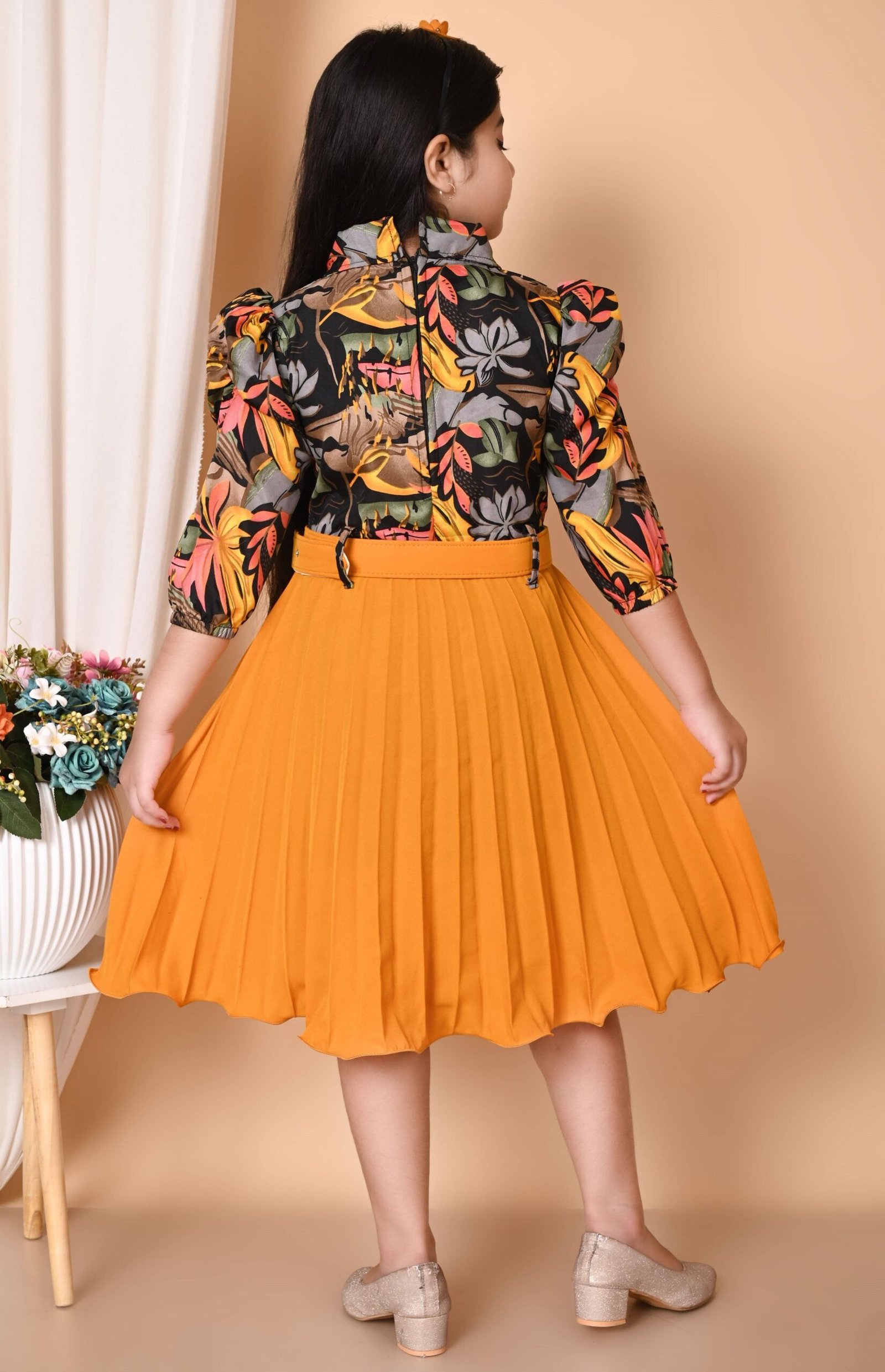 Zenat Cotton Blend Frock For Girls ( Pack of 1 , Yellow ) - Image 2