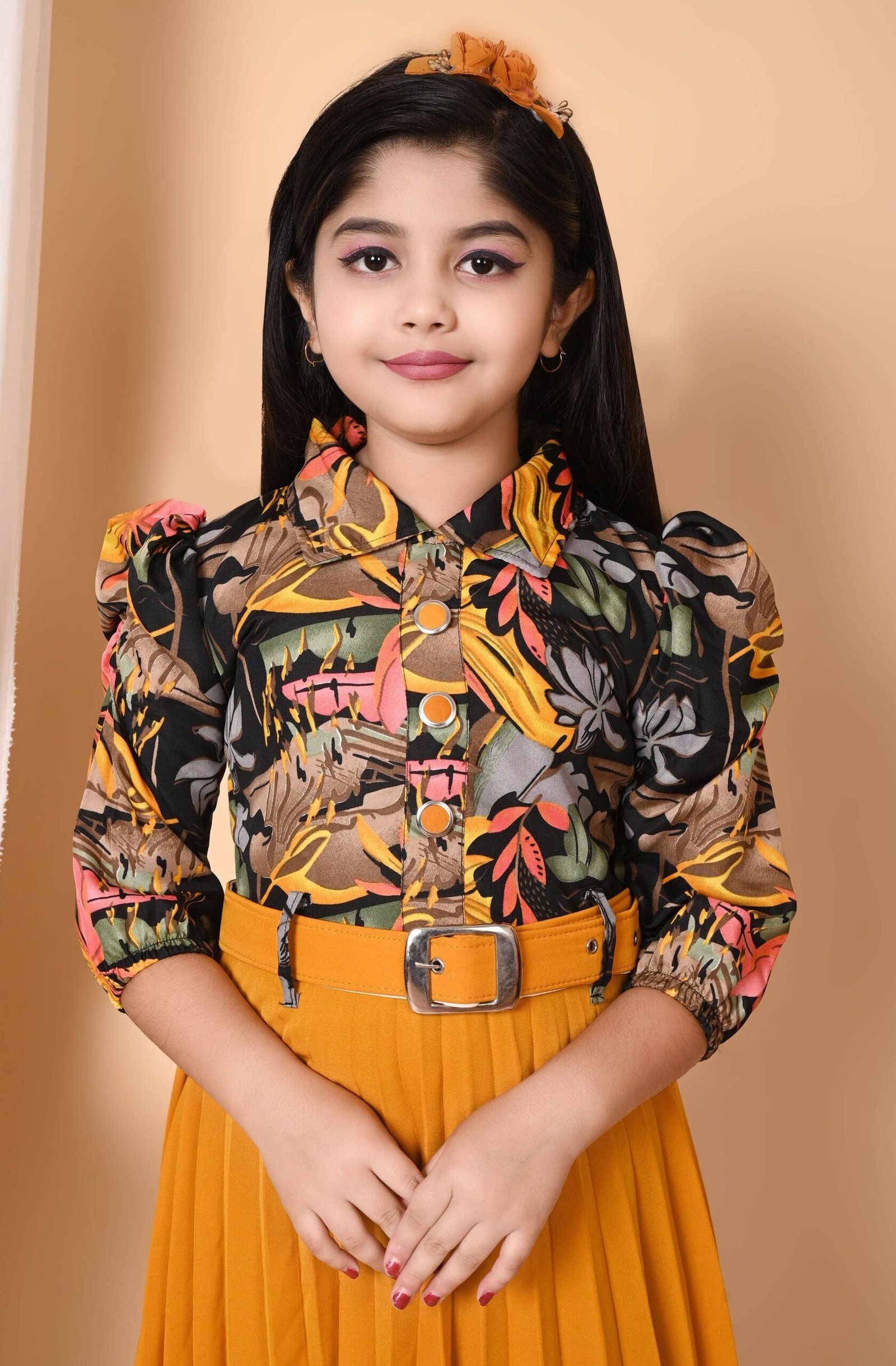 Zenat Cotton Blend Frock For Girls ( Pack of 1 , Yellow ) - Image 3
