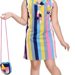 Zenat Cotton Blend Frock For Girls ( Pack of 1 , Multicolor )