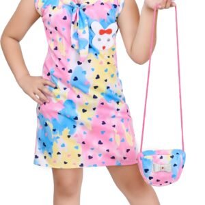 Zenat Cotton Blend Frock For Girls ( Pack of 1 , Pink )