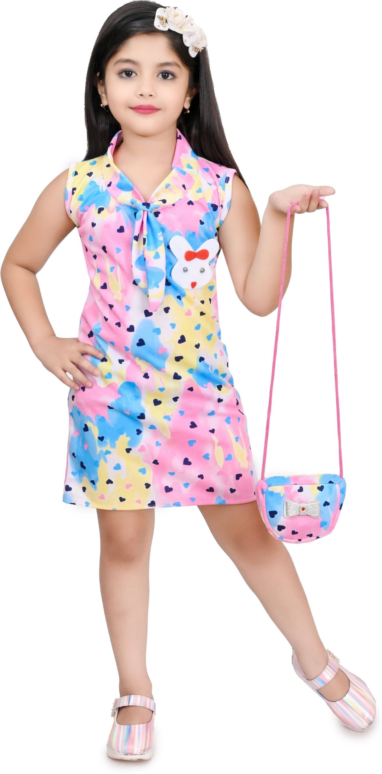 Zenat Cotton Blend Frock For Girls ( Pack of 1 , Pink )