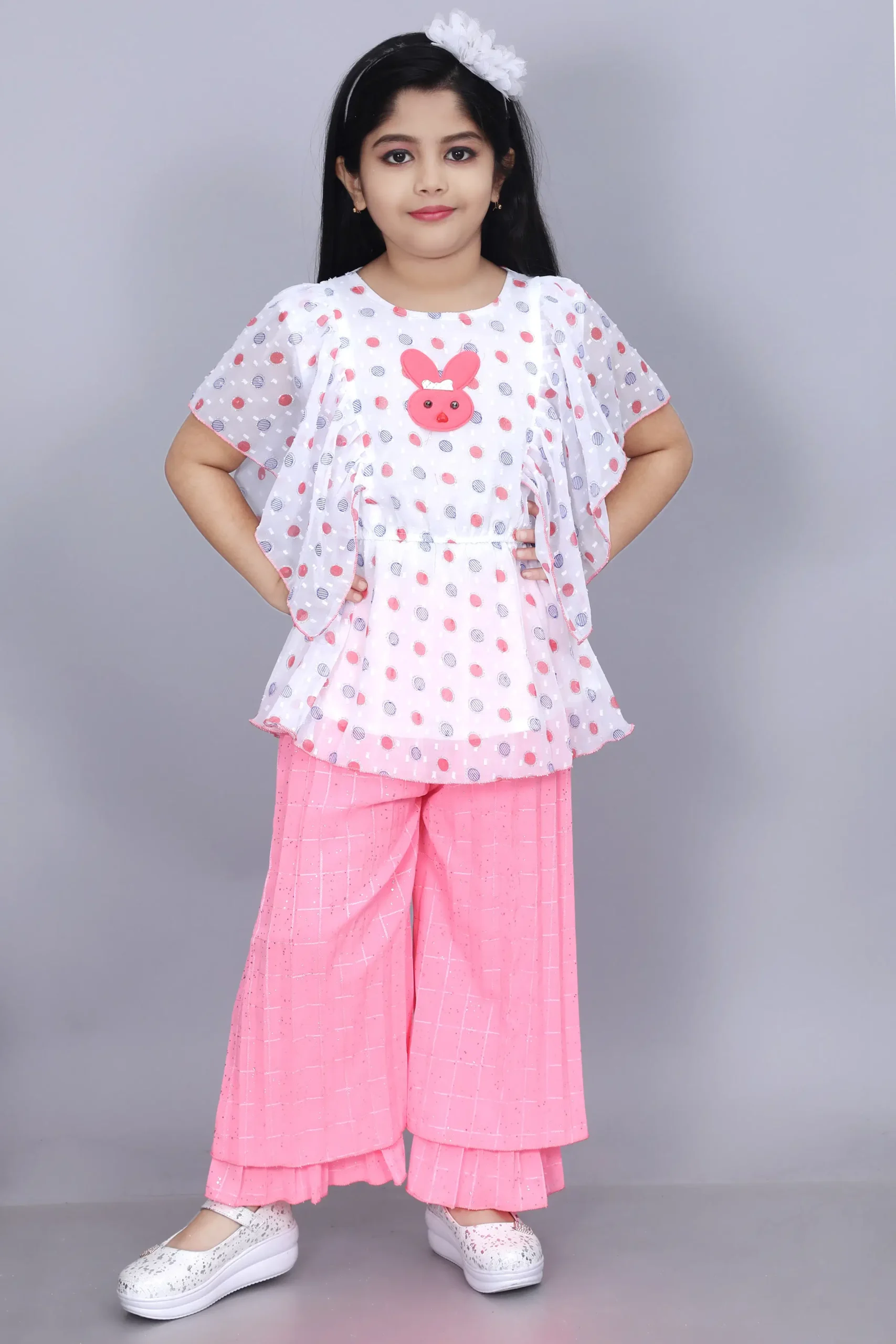 Zenat Pack of 1 Baby Girls Chiffon T-shirt & Capris ( Pink )