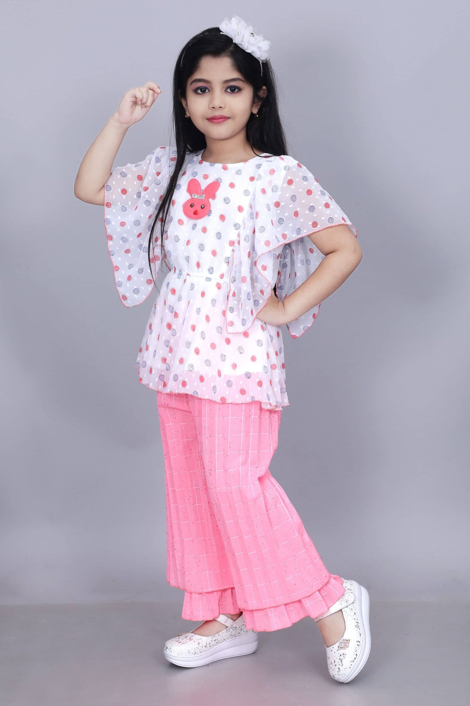 Zenat Pack of 1 Baby Girls Chiffon T-shirt & Capris ( Pink ) - Image 3
