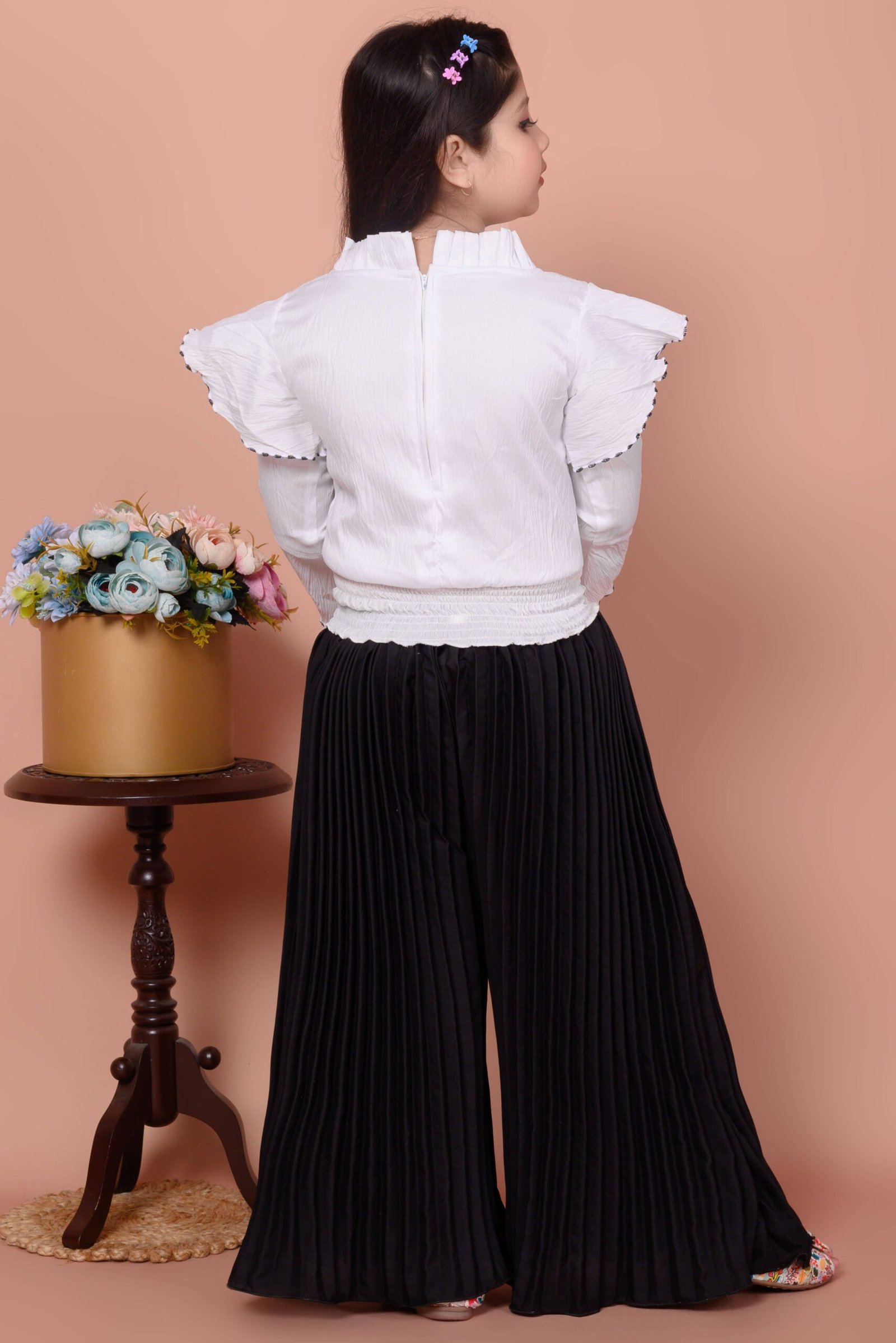 Zenat Pack of 1 Girls Georgette T-shirt & Pyjama ( Black ) - Image 2