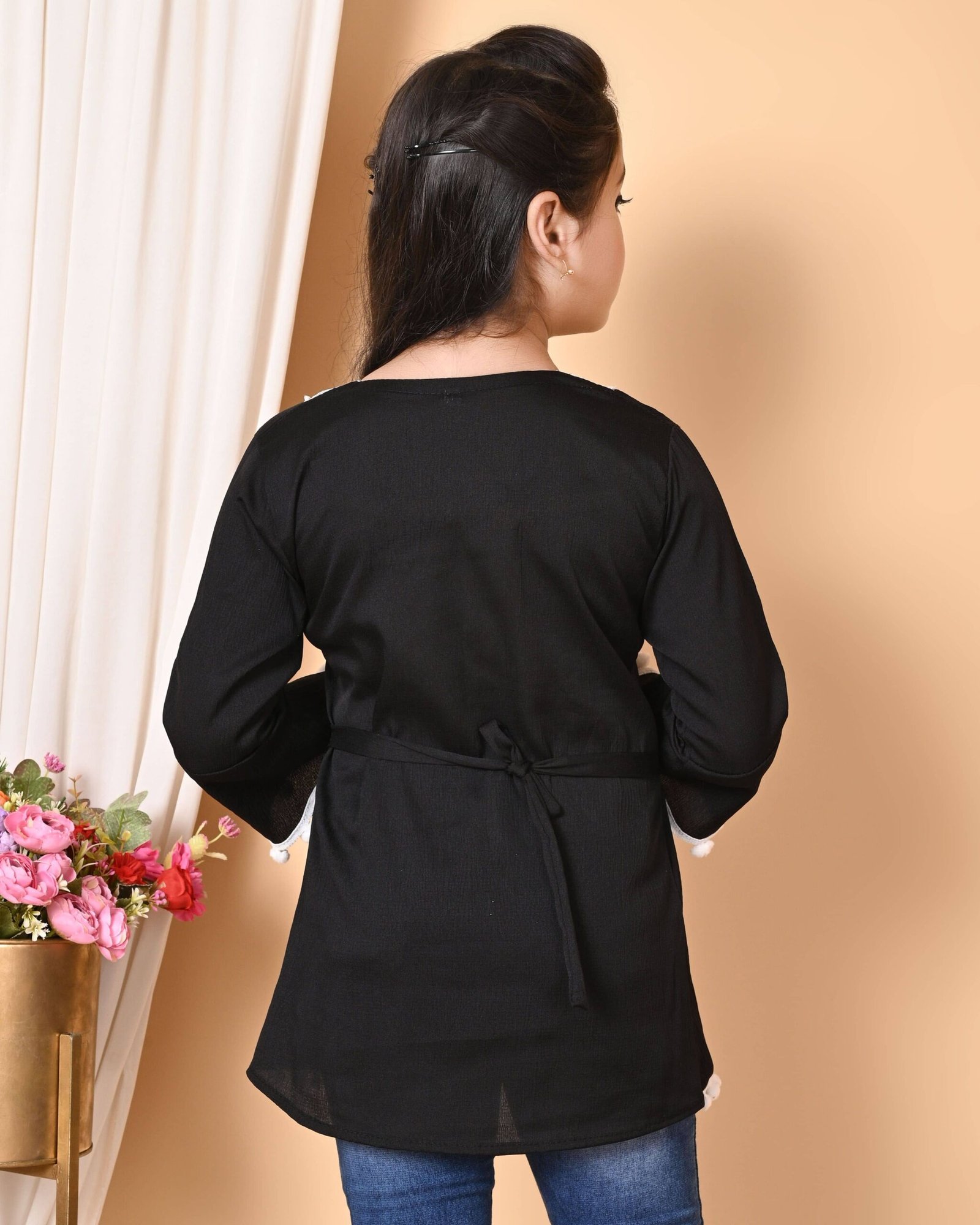 Zenat Pack of 1 Girls Rayon Top ( Black ) - Image 2