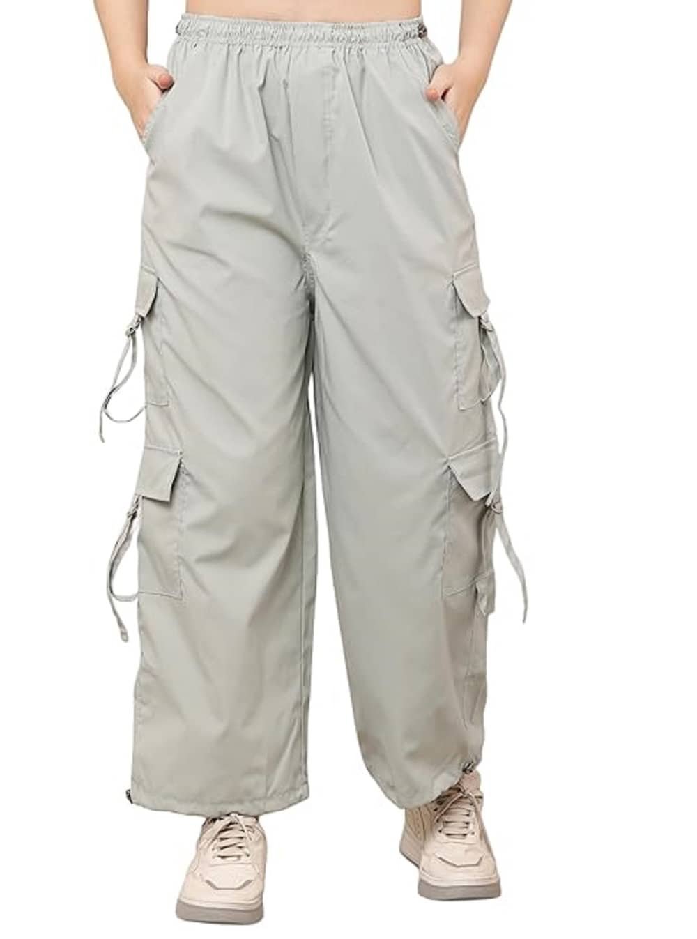 areal fashion Pack of 1 Girls Polyester Cargos ( Grey )
