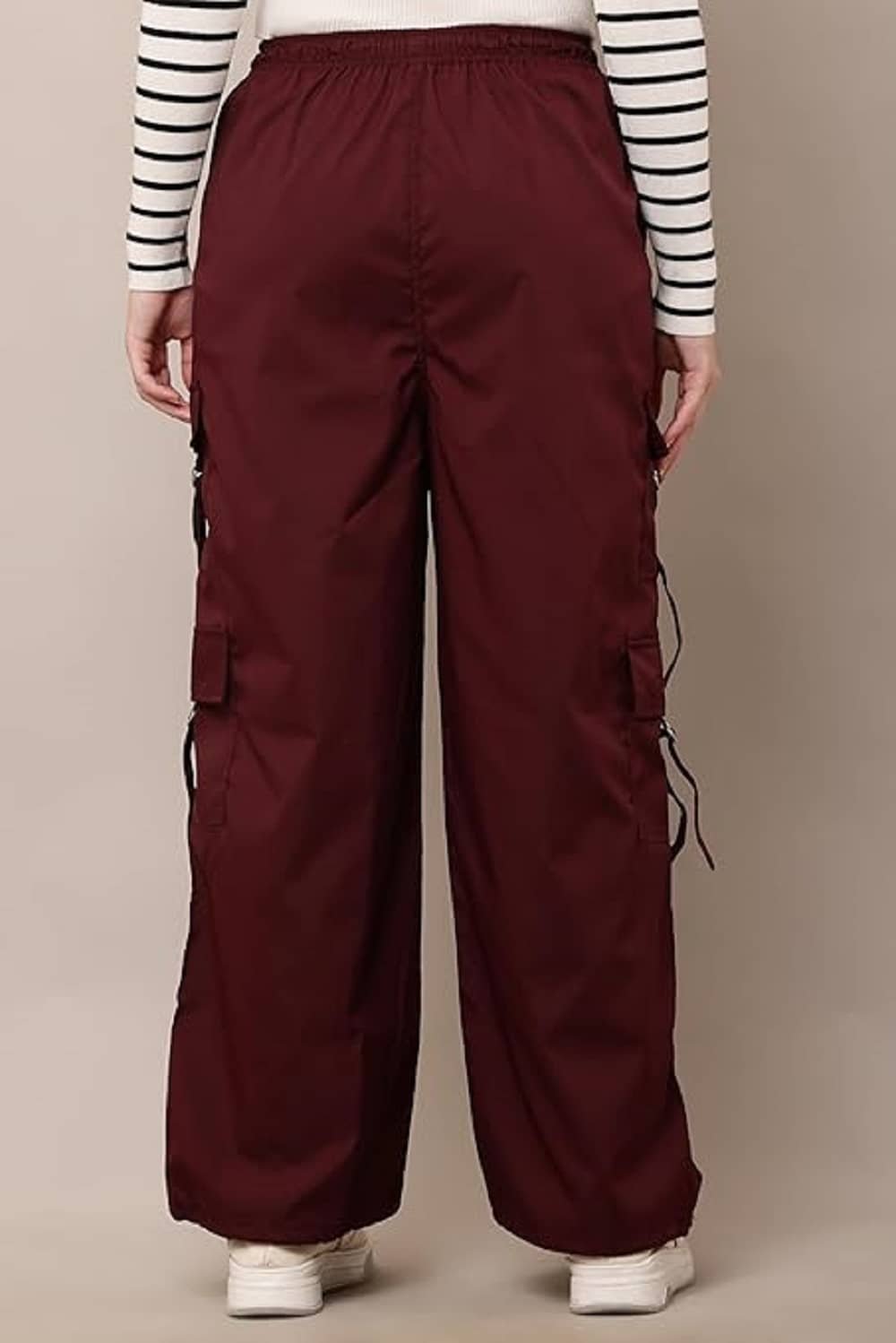 areal fashion Pack of 1 Girls Polyester Cargos ( Burgundy ) - Image 3