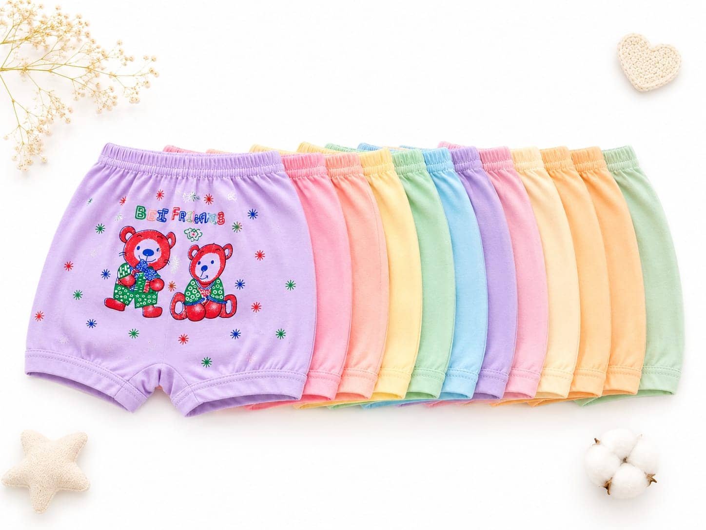 arora strore Pack of 12 Cotton Bloomers For Baby Girls ( Multicolor )