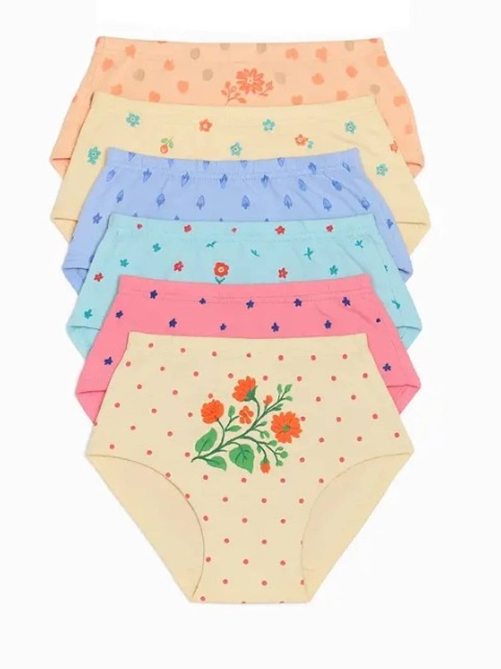bexzzor Pack of 6 Cotton Blend Panties For Baby Girls ( Multicolor )
